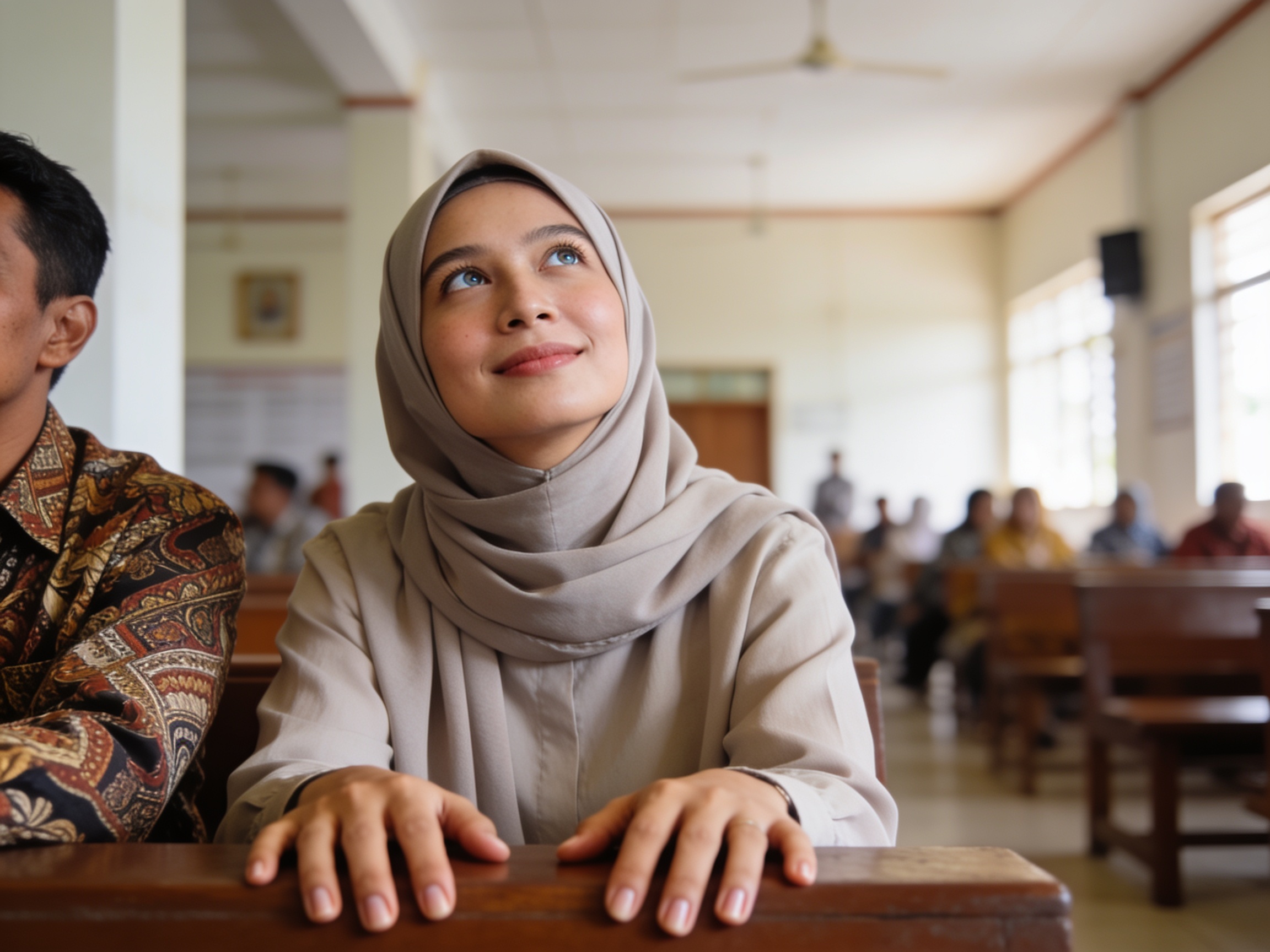 Diskusi lintas agama di aula komunitas dengan partisipan beragam latar belakang.